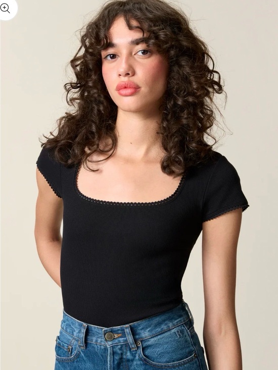 Rouje Tops - Rouje Paris SIAM black ribbed knit square neck tee 36